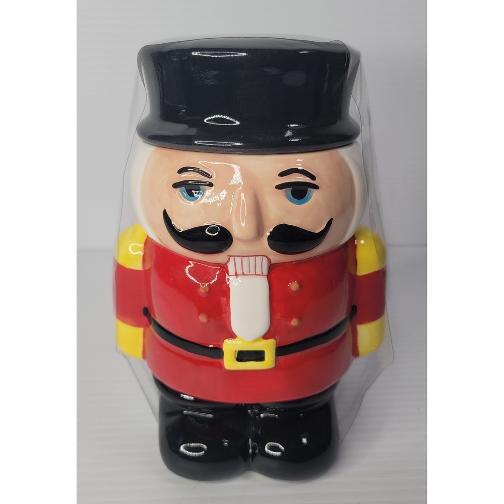 Maxcera Christmas Holiday 7 1/2" Ceramic Nutcracker Soldier Cookie Jar New